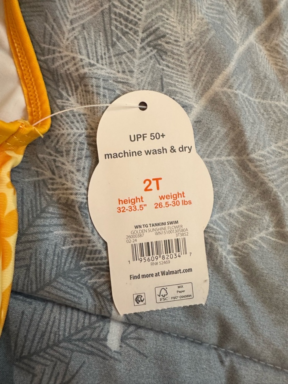 NWTS Wonder Nation Yellow Tankini Swim - Sunshine Floral Sz 2T UPF 50 - Picture 6 of 6